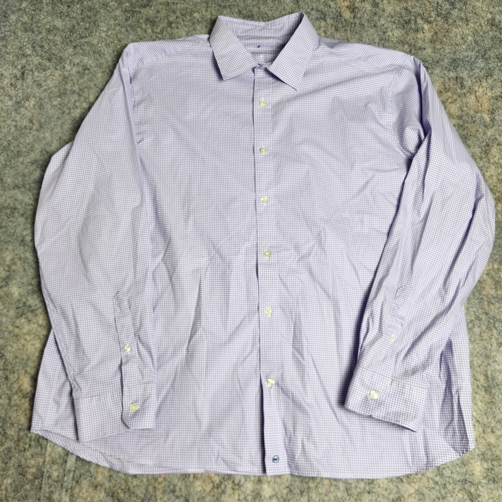 Vineyard Vines On The Go Performance Shirt Men 2XL XXL Purple Gingham Plaid